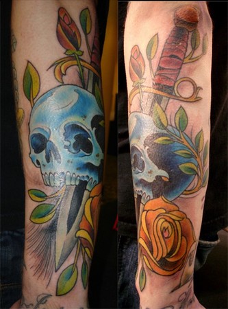 Joshua Bowers - skull rose and dagger